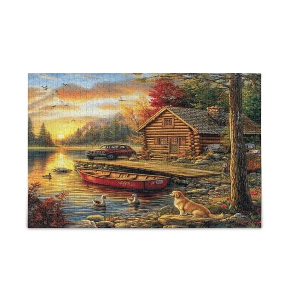 WOBOGO Lakeside Lodge Puzzle Challenge 500 Piece Jigsaw Suitable for Game Night Finished Size 20.5 x 14.9in