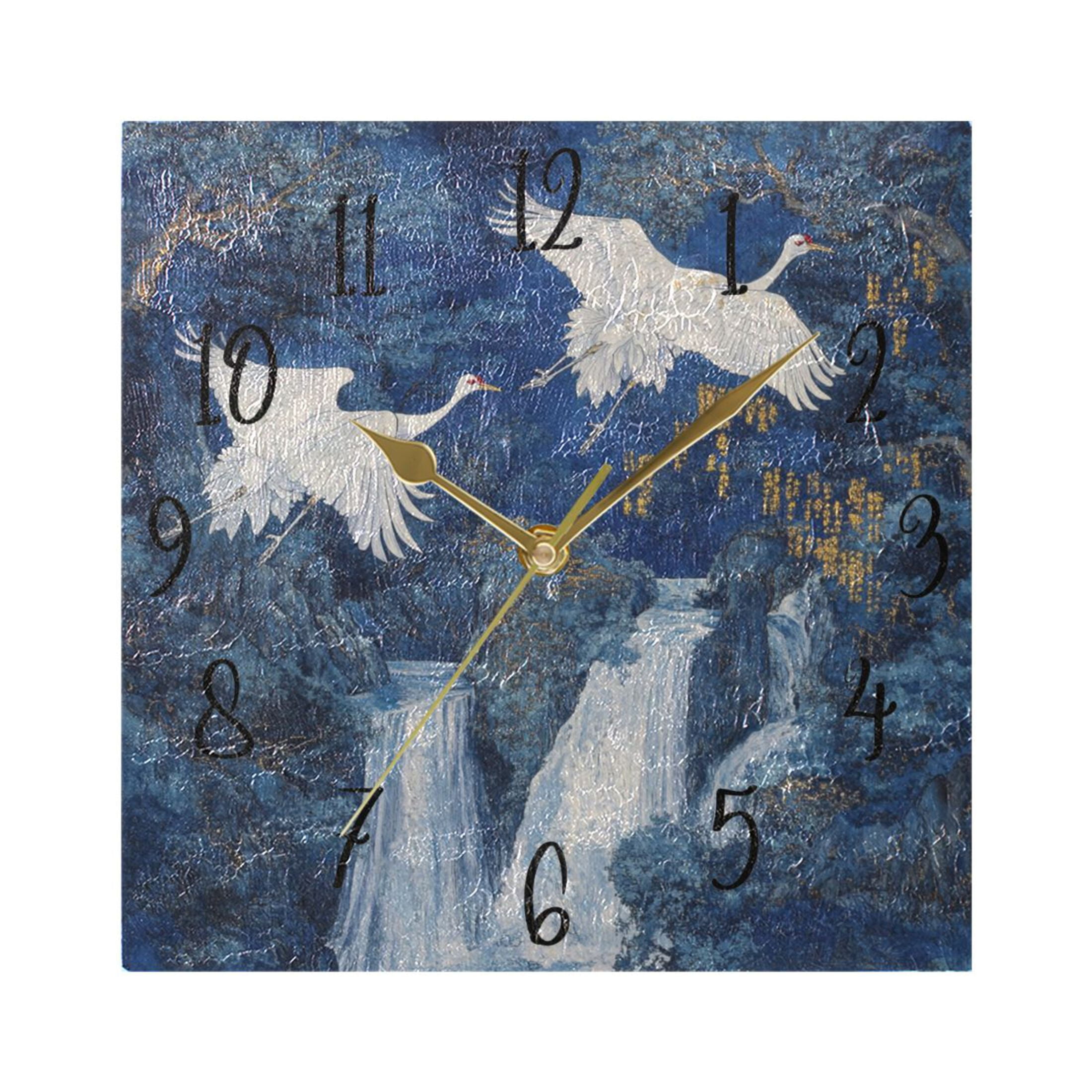 WOBOGO Land Of Wild Cranes Wall Clock 7.78 Inch Battery Operated Silent ...