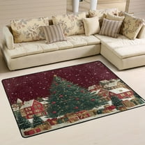 WOBOGO Large Christmas Tree Carpet Non-Slip Rugs Soft Doormat 36×24in Living Dining Room Bedroom Decorative