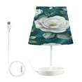 thumbnail image 1 of WOBOGO Large White Roses Pattern Table Lamps Bedroom 3-Speed Dimmable Farm Style with Fabric Shade for Reading and Home Office, 1 of 8