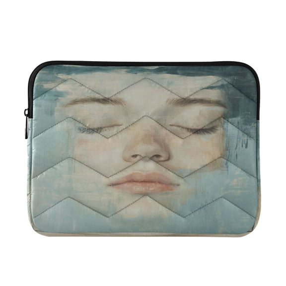 WOBOGO Lass's Face Laptop Sleeve 13.4 inch Lightweight Zipper Design Soft Padded Protection Against Scratches and Impacts