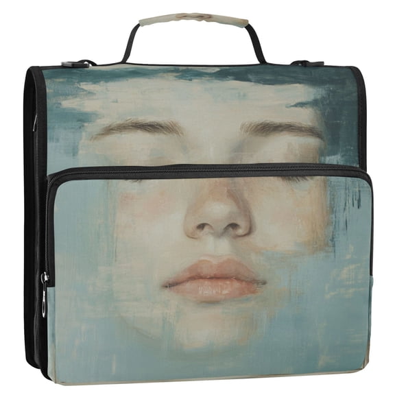 WOBOGO Lass's Face Ring Binder Bag 1.5in Folder Organizer with Shoulder Strap for 13Inch Laptop and 500 Sheets of Paper