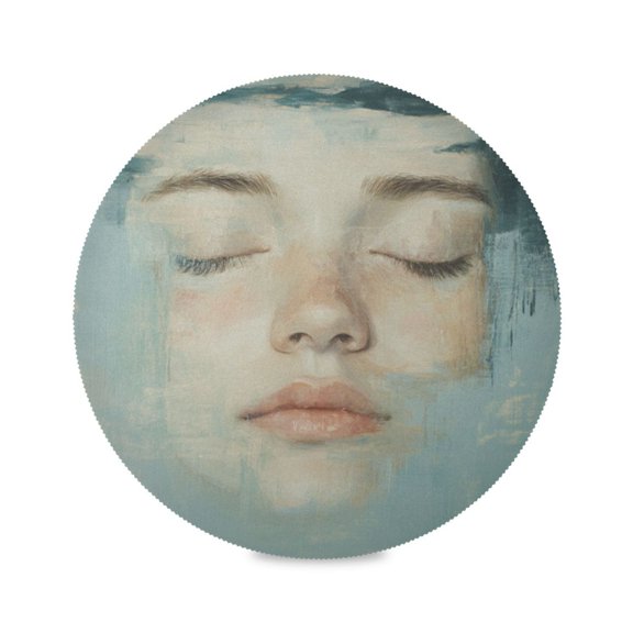 WOBOGO Lass's Face Round Placemats Set of 1 Heat Resistant Washable Kitchen Table Decorations 15.4in