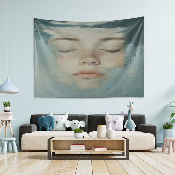 WOBOGO Lass's Face Tapestry 60×40in Home Living Room Bedroom Wall Hanging Ornaments