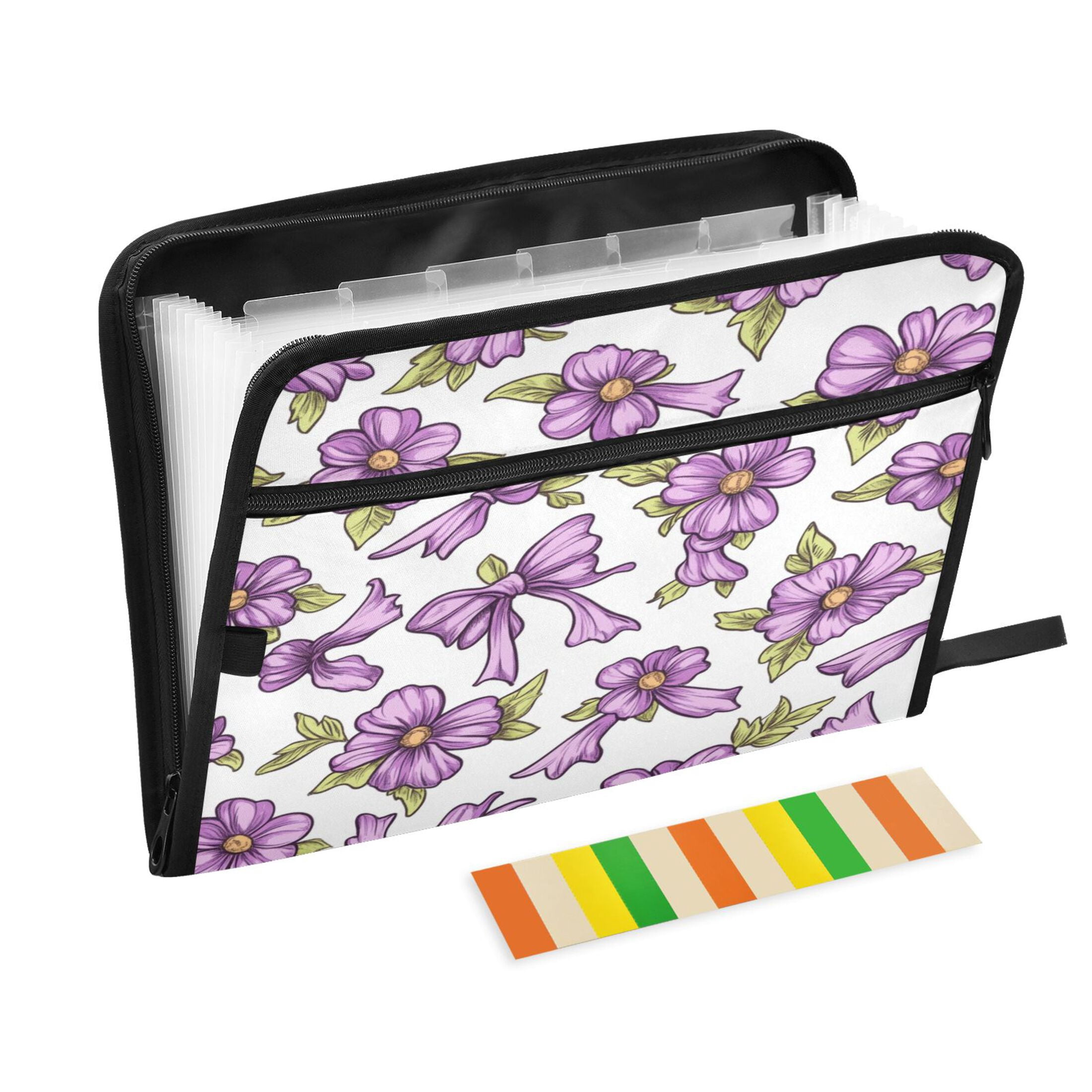WOBOGO Lavender Flowers Pattern Expanding File Folder Letter Size Accordion Filing Organizer 13 Pocket Separate Organ Pocket