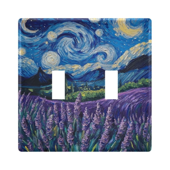 WOBOGO Lavender Starry Night 2-hole Switch Plates PC Flame Retardant Plastic Material Glossy Finish Smooth Touch 4.56x4.48x0.27in