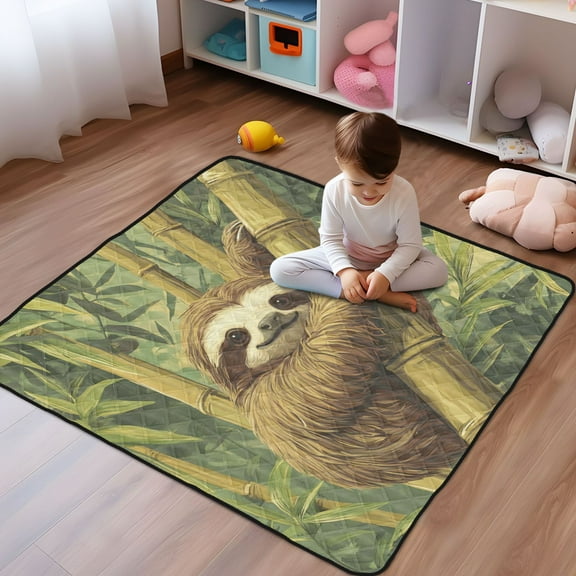 WOBOGO Lazy Sloth Baby Playmats Extra Large Waterproof Rollable Activity Pads for Toddlers 5050inch
