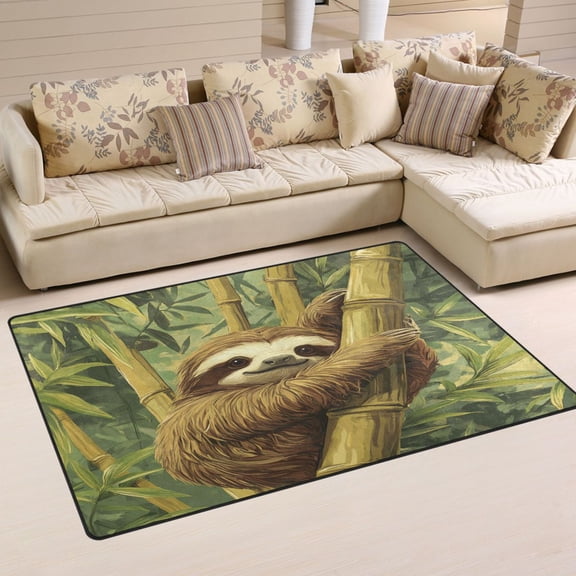 WOBOGO Lazy Sloth Carpet Non-Slip Rugs Soft Doormat 60×39in Living Dining Room Bedroom Decorative