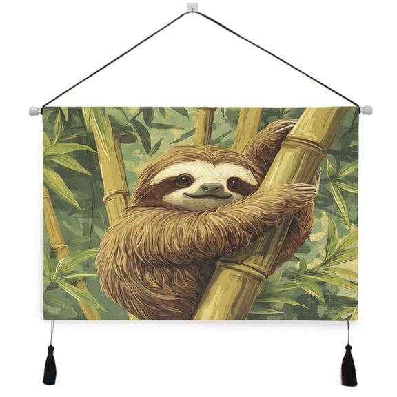 WOBOGO Lazy Sloth Living Room Canvas Wall Art Bedroom Study Framed Canvas Print Artwork Home Office Decorations 24.516.7in