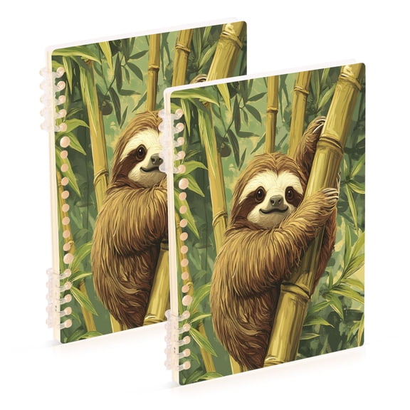 WOBOGO Lazy Sloth Notebook College Horizontal Grid Paper Ink Spill Resistant Water Resistant Cover 8.3x5.7x0.4in