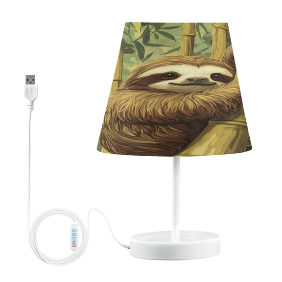 WOBOGO Lazy Sloth Table Lamps Bedroom 3-Speed Dimmable Farm Style with Fabric Shade for Reading and Home Office