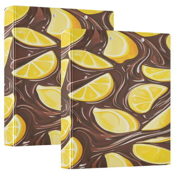 WOBOGO Lemon Chocolate Pattern File Folders Extra Large Capacity to Hold 200 Sheets of Documents Hard Shell Ring Binder for School Home Office