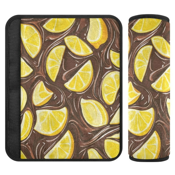 WOBOGO Lemon Chocolate Pattern Seat Belt Cover 2 Piece Soft Comfort Driving Shoulder Pad Suitable for All Cars and Backpacks