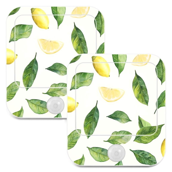 WOBOGO Lemon Leaf Night Light Lamp with Smart Sensor Dusk to Dawn Sensor 0.6W Plug-in 2-Pack