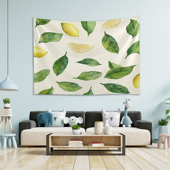 WOBOGO Lemon Leaf Tapestry 60×51in Home Living Room Bedroom Wall Hanging Ornaments