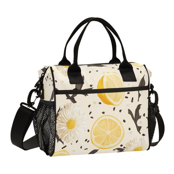 WOBOGO Lemon and Chamomile Pattern Lunch Bag Large Capacity Leak Proof Insulation Soft Adult Men and Women Universal 11.811.46.2in