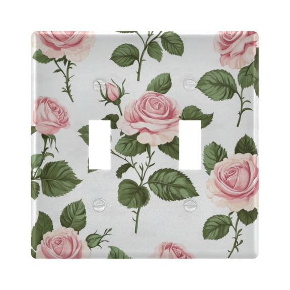WOBOGO Light Pink Roses 2-hole Switch Plates PC Flame Retardant Plastic Material Glossy Finish Smooth Touch 4.56x4.48x0.27in