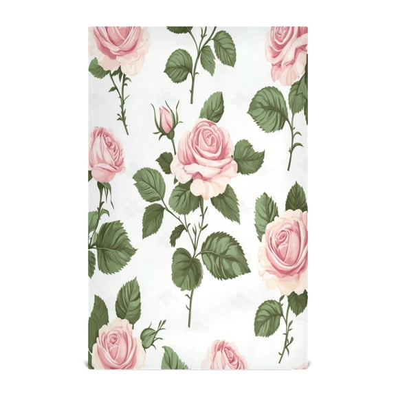 WOBOGO Light Pink Roses Kitchen Towel 1 Piece Large Cotton Dishcloth Premium Absorbency Set with Hanging Loop