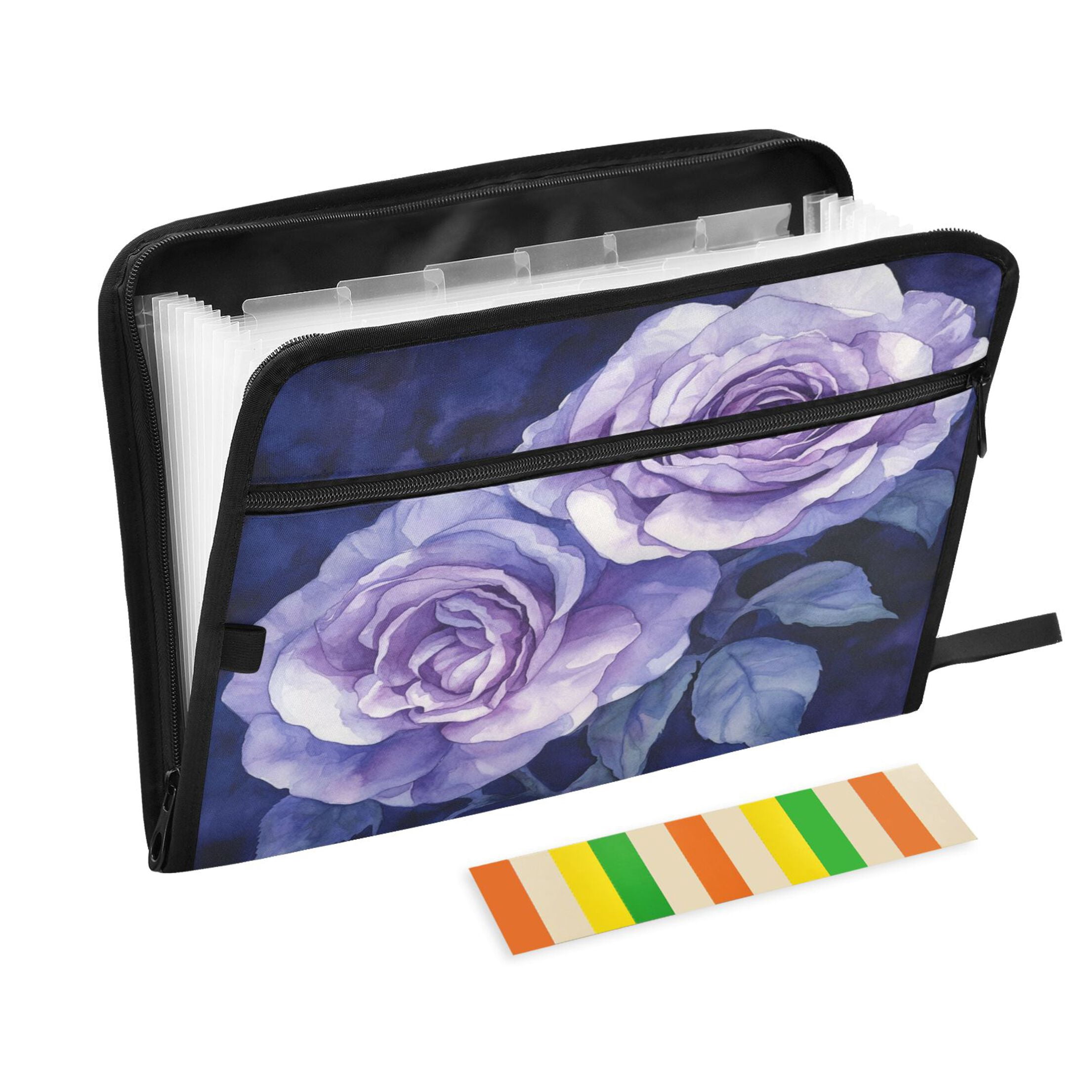 WOBOGO Lilac Rose Expanding File Folder Letter Size Accordion Filing Organizer 13 Pocket Separate Organ Pocket