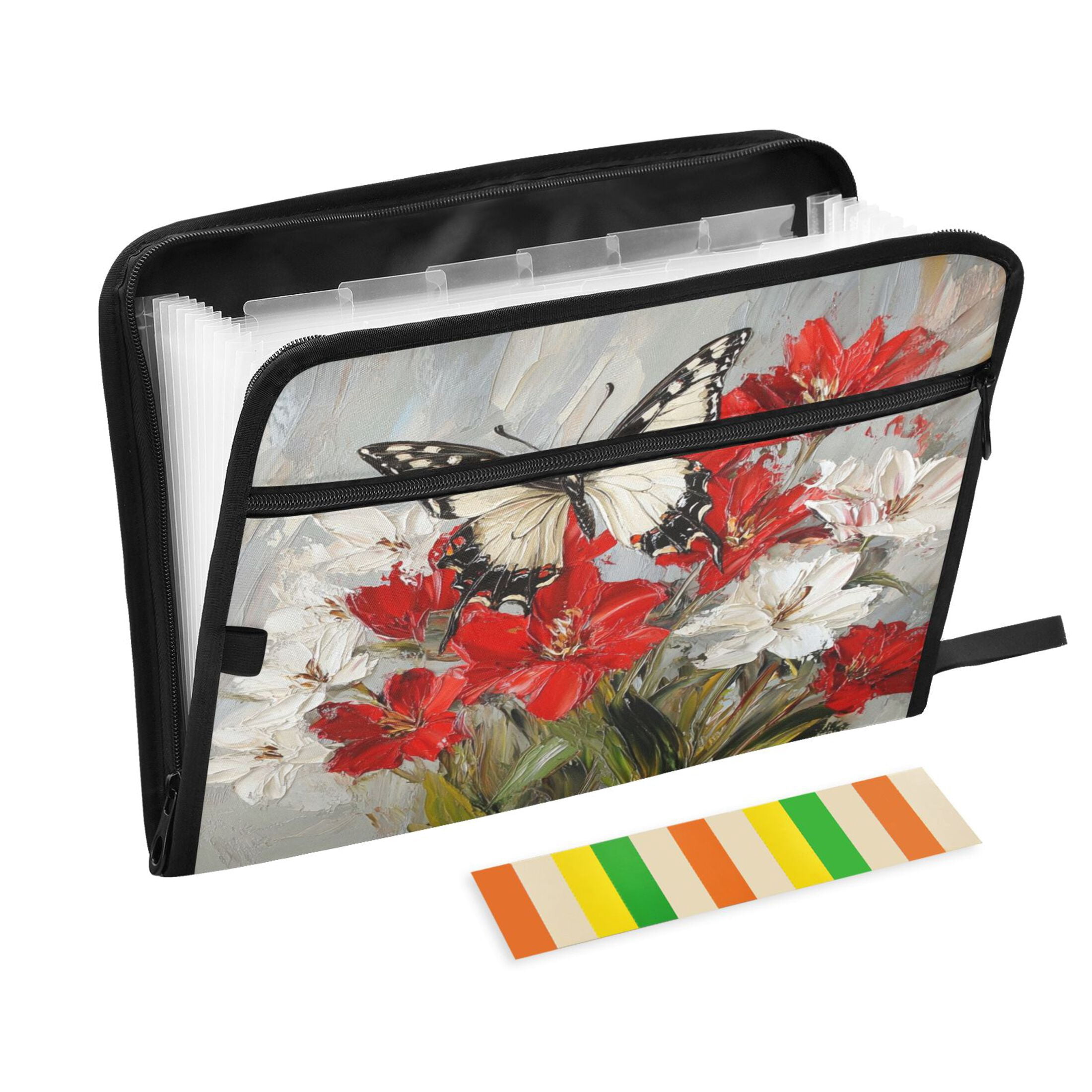 WOBOGO Lily Butterfly Expanding File Folder Letter Size Accordion Filing Organizer 13 Pocket Separate Organ Pocket