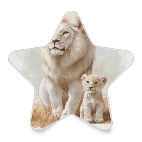 WOBOGO Lion and Its Cub LED Star Night Light 0.2 Watt Wall Plug Dusk to Dawn Auto Switch Adjustable Brightness Soft White Light