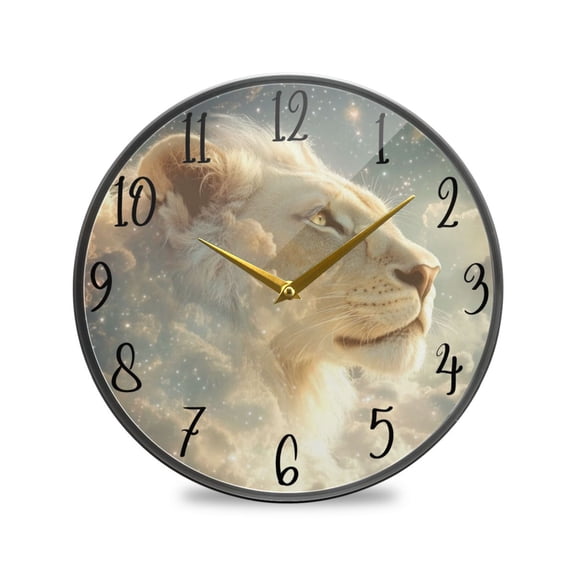 WOBOGO Lion in The Clouds Pattern Acrylic Wall Clock Battery Operated 9.5in Silent No Tick Bedroom Living Room Office Classroom Decoration