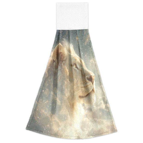 WOBOGO Lion in The Clouds Pattern Hand Towel Set of 2 Absorbent for Kitchen and Bathroom With Velcro Hanging Loop 18.214in