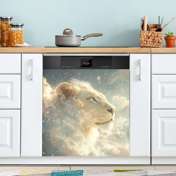 WOBOGO Lion in The Clouds Pattern Magnetic Dishwasher Sticker Personalized DIY Beautiful and Practical Home Kitchen Decorations2316in.