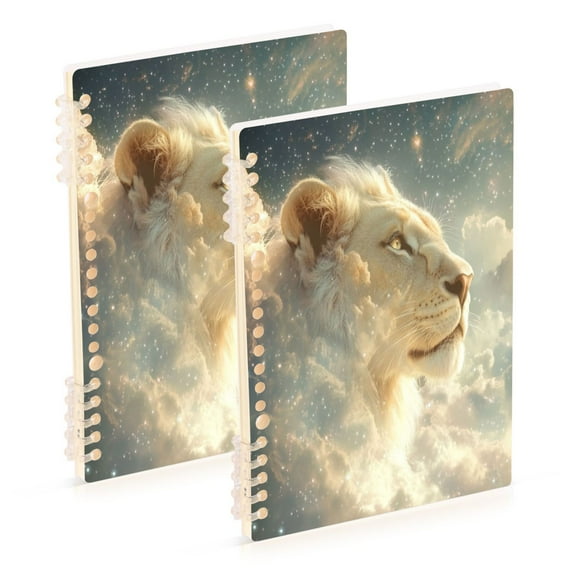 WOBOGO Lion in The Clouds Pattern Notebook College Horizontal Grid Paper Ink Spill Resistant Water Resistant Cover 8.3x5.7x0.4in