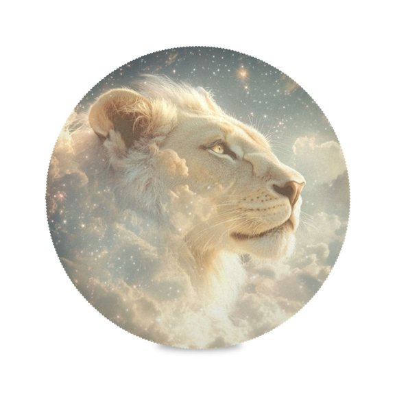 WOBOGO Lion in The Clouds Pattern Round Placemats Set of 1 Heat Resistant Washable Kitchen Table Decorations 15.4in