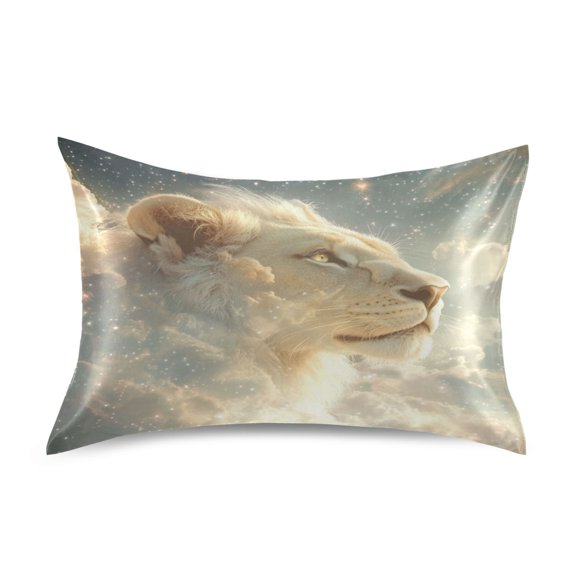 WOBOGO Lion in The Clouds Pattern Satin Pillowcase Soft Smooth Envelope Design Comfortable Bedding Essentials 20×26in