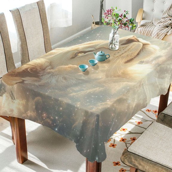 WOBOGO Lion in The Clouds Pattern Square Tablecloth 54×54in Polyester Fabric Tablecloth Washable Dust Resistant Wrinkle Resistant