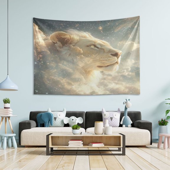 WOBOGO Lion in The Clouds Pattern Tapestry 60×40in Home Living Room Bedroom Wall Hanging Ornaments