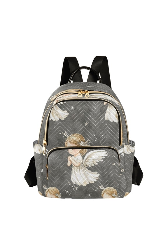 Little Angels with White Wings Pattern Butterfly Backpack Durable Lightweight Shoulder Bag Built-in Laptop Sleeve and Multiple Utility Compartments