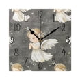 thumbnail image 1 of WOBOGO Little Angels with White Wings Pattern Wall Clock 7.78 Inch Battery Operated Silent Unit Square Rustic Vintage Style for Home Bedroom Office Black Pointer, 1 of 8