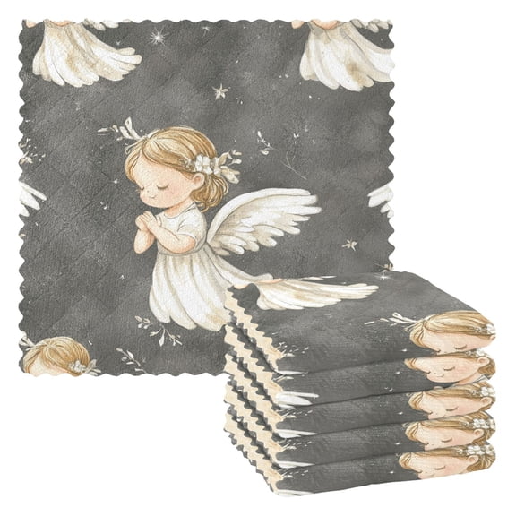 WOBOGO Little Angels with White Wings Pattern Kitchen Towels 6pcs Ultra Soft Absorbent Quick Drying Dish Cloths 1111inch