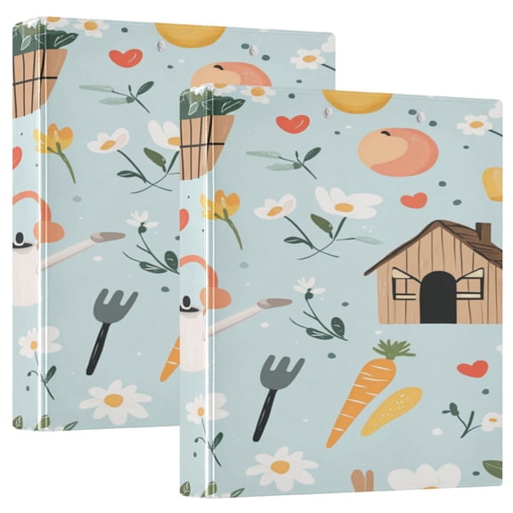 WOBOGO Log Cabin Apple Carrot Pattern File Folders Extra Large Capacity to Hold 200 Sheets of Documents Hard Shell Ring Binder for School Home Office