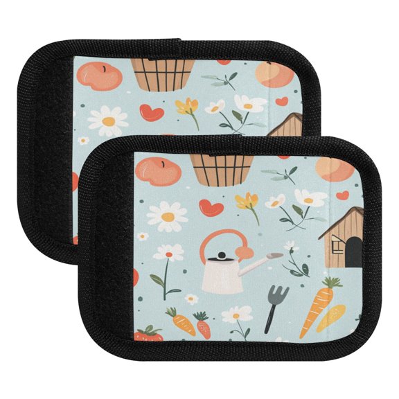 WOBOGO Log Cabin Apple Carrot Pattern Luggage Handle Wrap 2Pcs Made of Neoprene is Soft and Flexible Suitable for Many Bags Shoulder Pads.