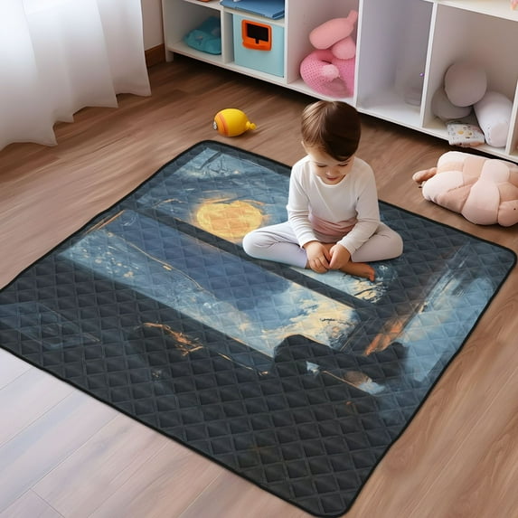 WOBOGO Lonely Back Baby Playmats Extra Large Waterproof Rollable Activity Pads for Toddlers 50×50inch