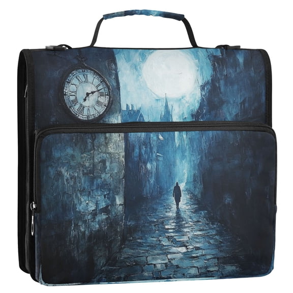 WOBOGO Lonely Back Pattern Ring Binder Bag 1.5in Folder Organizer with Shoulder Strap for 13Inch Laptop and 500 Sheets of Paper