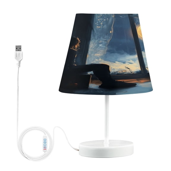 WOBOGO Lonely Back Table Lamps Bedroom 3-Speed Dimmable Farm Style with Fabric Shade for Reading and Home Office