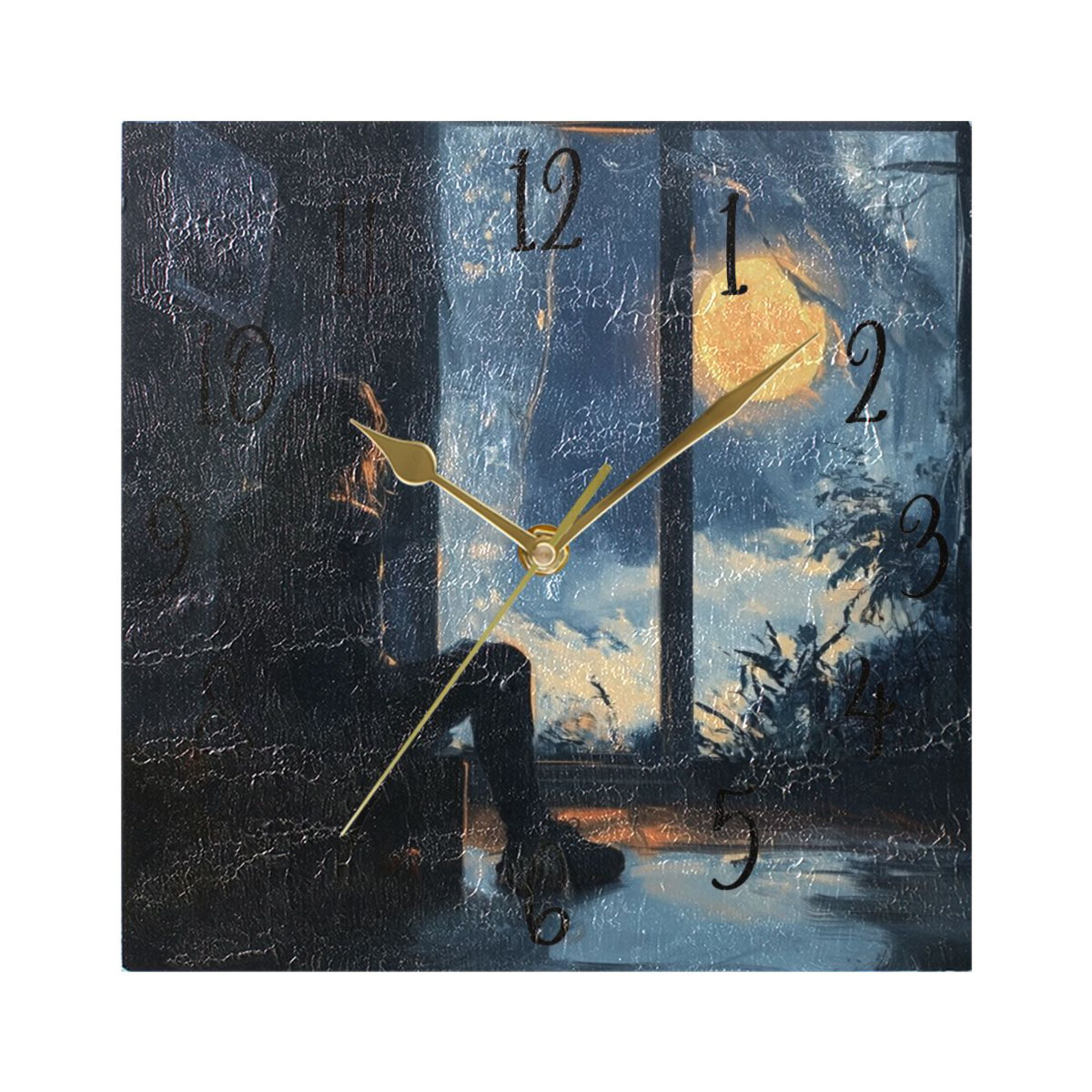 WOBOGO Lonely Back Wall Clock 7.78 Inch Battery Operated Silent Unit ...