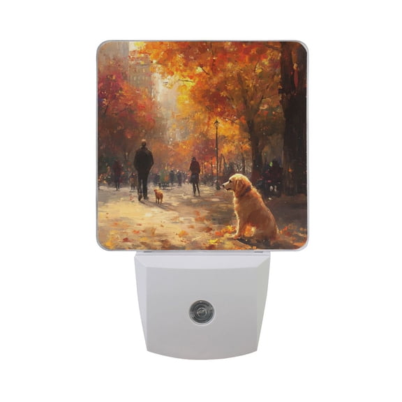 WOBOGO Lonely Golden Retriever LED Night Light 2 Pcs Set 0.5 Watt Wall Plug in Dusk to Dawn Automatic Switch Soft White Light