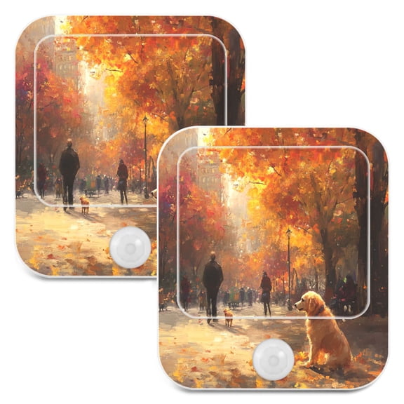 WOBOGO Lonely Golden Retriever Night Light Lamp with Smart Sensor Dusk to Dawn Sensor 0.6W Plug-in 2-Pack