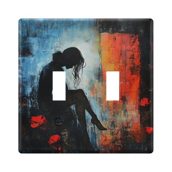 WOBOGO Lonely Woman 2-hole Switch Plates PC Flame Retardant Plastic Material Glossy Finish Smooth Touch 4.56x4.48x0.27in