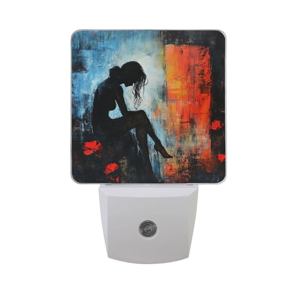 WOBOGO Lonely Woman LED Night Light 2 Pcs Set 0.5 Watt Wall Plug in Dusk to Dawn Automatic Switch Soft White Light