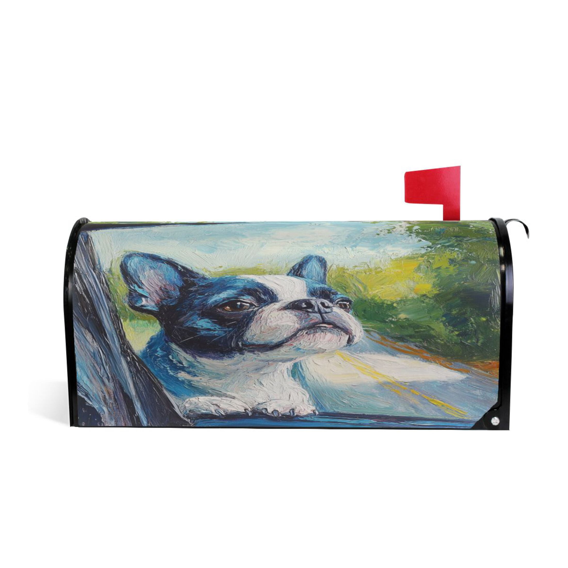 WOBOGO Lovely Boston Terrier Mailbox Cover Magnetic for Garden Yard Home Decor Standard Size 25.4×20.78in