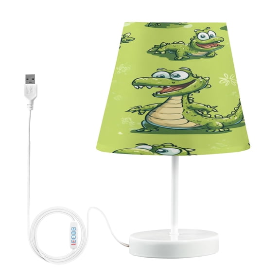 WOBOGO Lovely Cartoon Crocodile Table Lamps Bedroom 3-Speed Dimmable Farm Style with Fabric Shade for Reading and Home Office