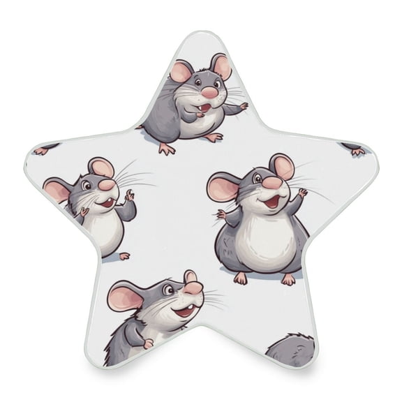 WOBOGO Lovely Cartoon Rat LED Star Night Light 0.2 Watt Wall Plug Dusk to Dawn Auto Switch Adjustable Brightness Soft White Light