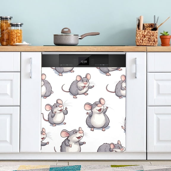 WOBOGO Lovely Cartoon Rat Magnetic Dishwasher Sticker Personalized DIY Beautiful and Practical Home Kitchen Decorations2316in.